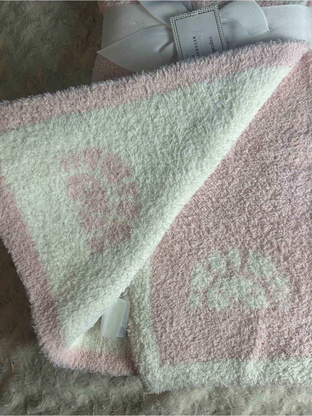 Cupcakes and Cashmere Baby Happy Sunshine Blanket Pink White Chenille Soft Cozy